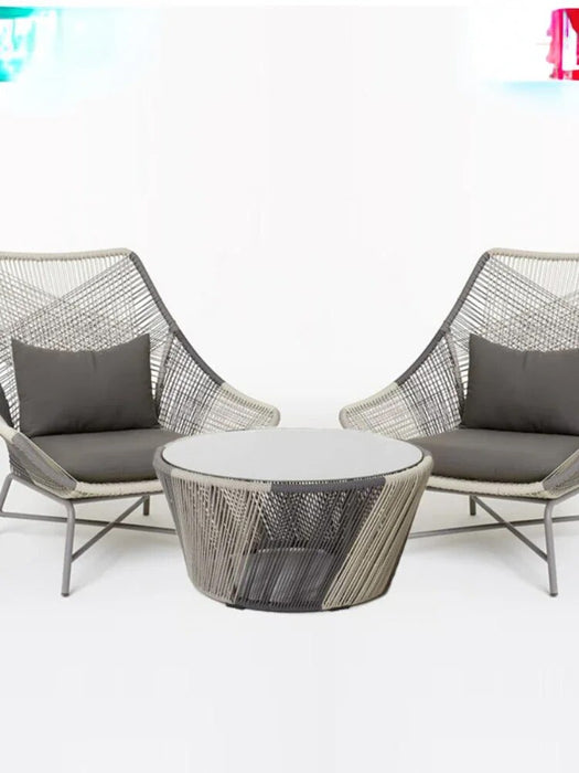Nordic Outdoor Rattan Sofa Combination Living Room Leisure Lazy Rattan Chair Sofa Three-Piece Set Balcony Courtyard Furniture