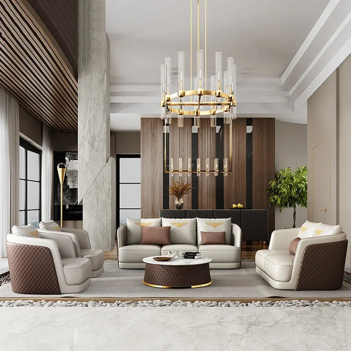 Light post-modern leather sofa