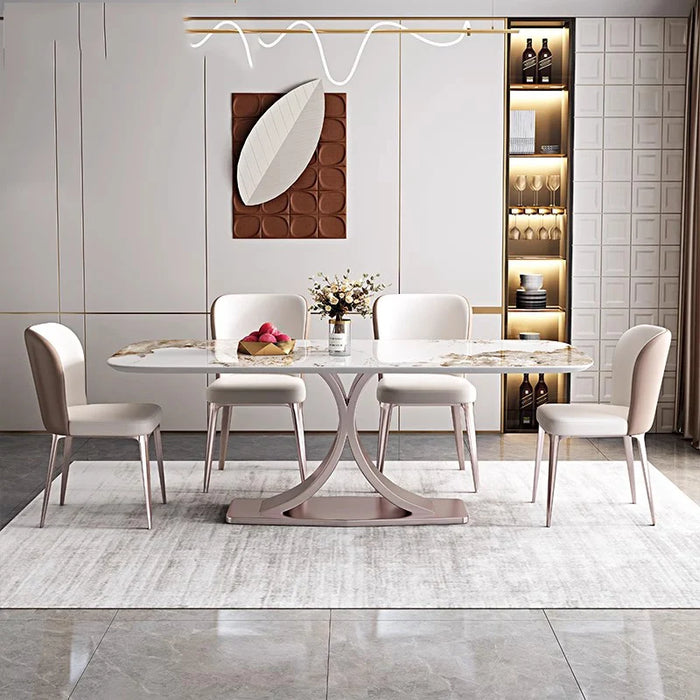 White Marble Dining Room Sets 6 Person Eclectic Luxurious Kitchen Table Chairs Set Complete Mesa Comedor Restaurant Furiture
