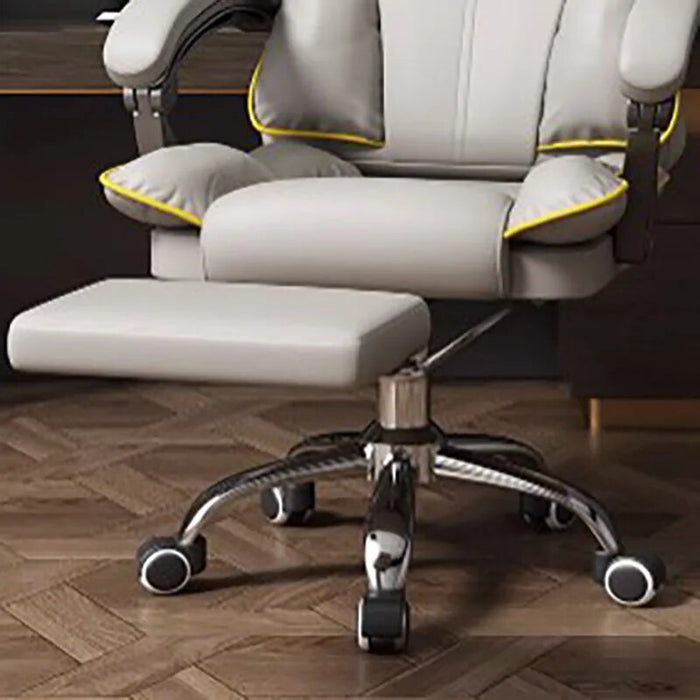 Luxury Leather Office Chair Footrest Back Cushion Wheels Mobile Recliner Chair Computer Study Sillas De Oficina Office Furniture