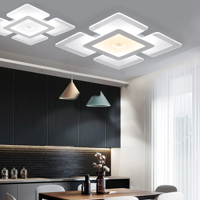 Modern Ceiling Light LED Flush Mount Lamp Hall Chandelier Living Room Lighting Fixture Room Decor Light Kitchen Square