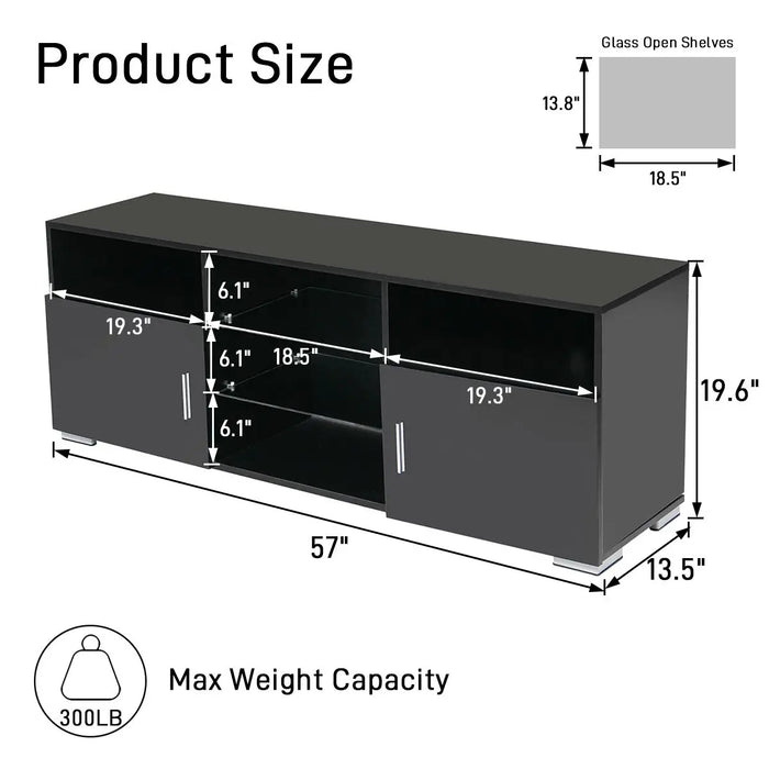 Modern RGB LED TV Stand Cabinet Living Room Furniture Fit for up to 65inch TV Screens High Capacity TV Console for Living Room