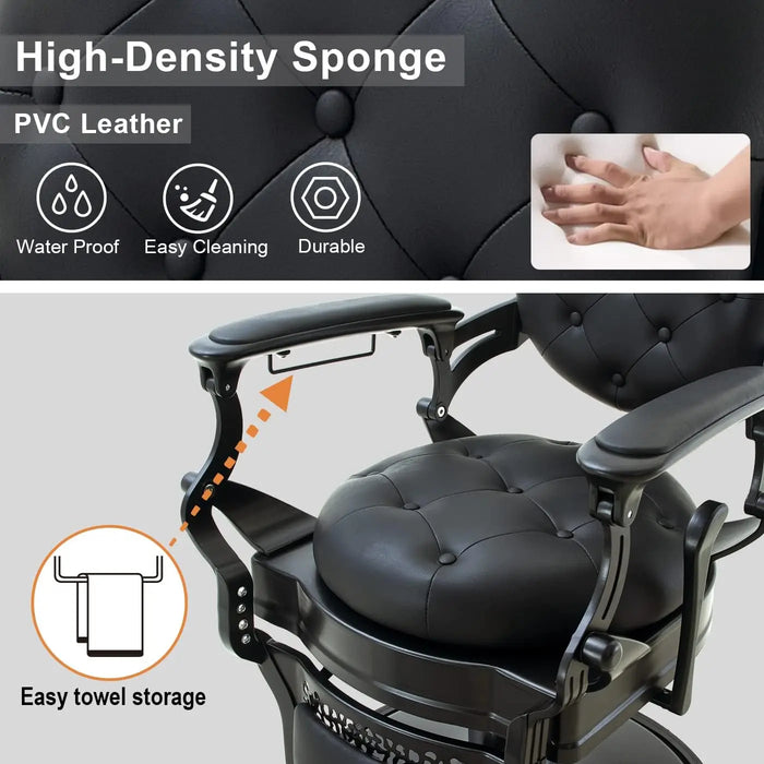 Barber Chair Hair Salon Chair Heavy Duty 700 LBS for Hair Stylist Barber Beauty Tattoo Massage(Barber Chair Black)