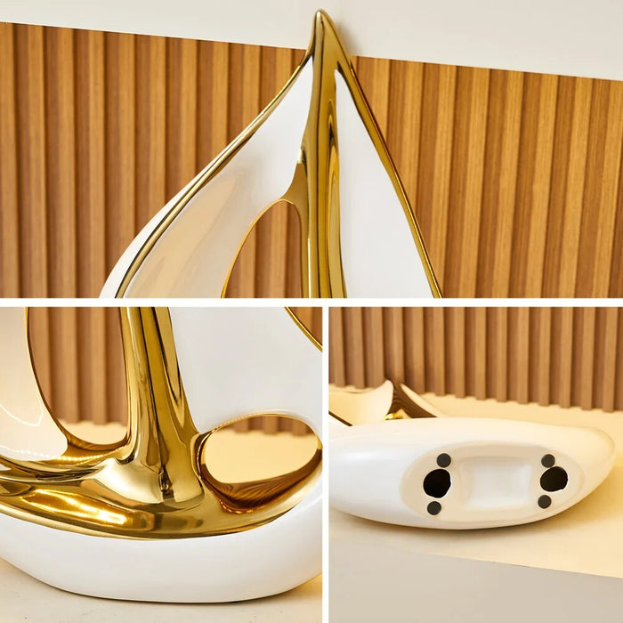 Home Decor Luxury Sailboat Sculpture Post-modern Living Room Ornaments Office Desk Accessories Decorative Boat Figurines Craft
