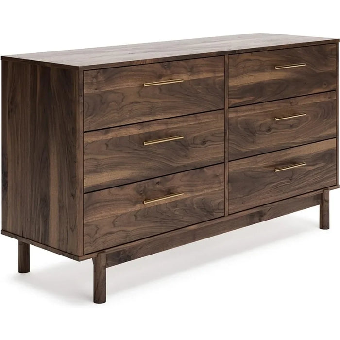 Dresser Burnished Pulls Dark 6 Wood Dressers & Chests of Drawers Gold Knobs Storage Drawer