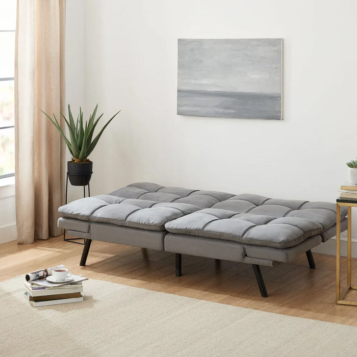 Memory Foam Futon, Gray Faux Suede  Home Furniture