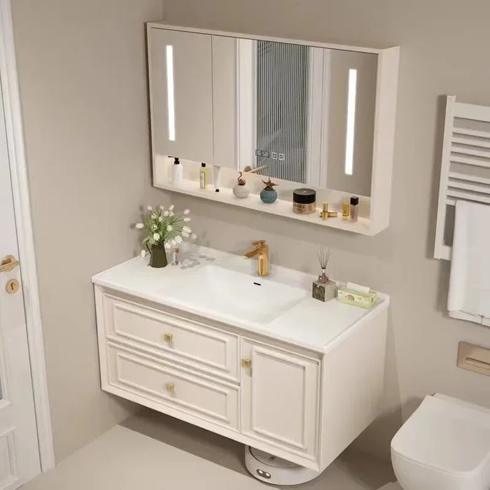 American Modern Bathroom Sink Cabinet Simple Smart Ceramic Integrated Washbasin Mirror Cabinets Combination Home Furniture