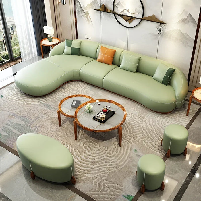 Living room sofa Italian leather sofa combination arc creative design sofa
