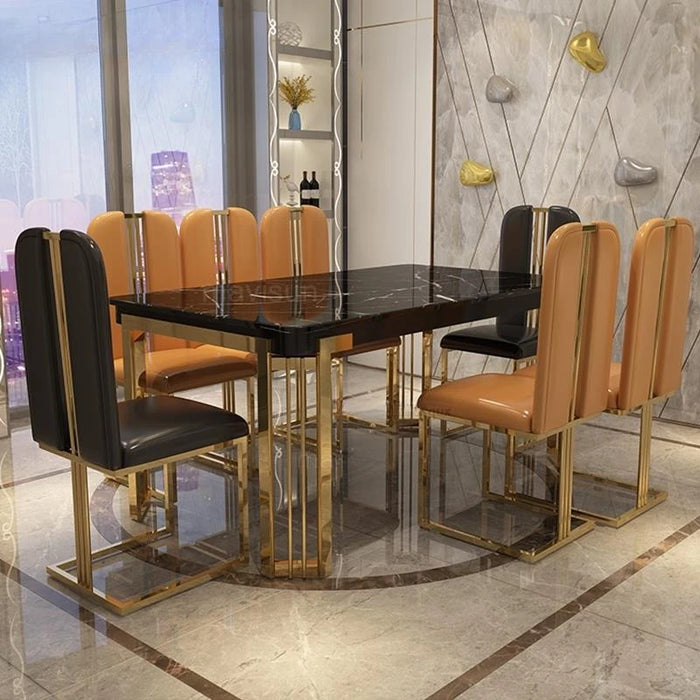 Nordic Light Luxury Marble Dinning Table New Modern Simple Rectangular Dining Table Loft Kitchen Furniture Table With Chairs