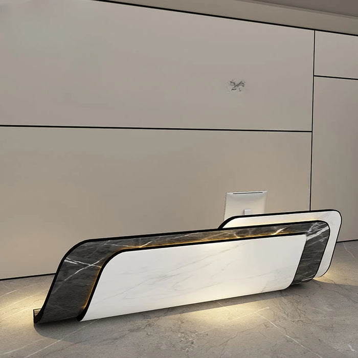 Customized modern and minimalist baking paint for commercial use at the front desk reception desk of the company's hotel