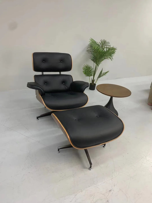EAMES Recliner Original Chair Sofa Leather Simple Designer Lounge  Walnut Wood Aluminium Alloy Living Room Rotating Boss Chair
