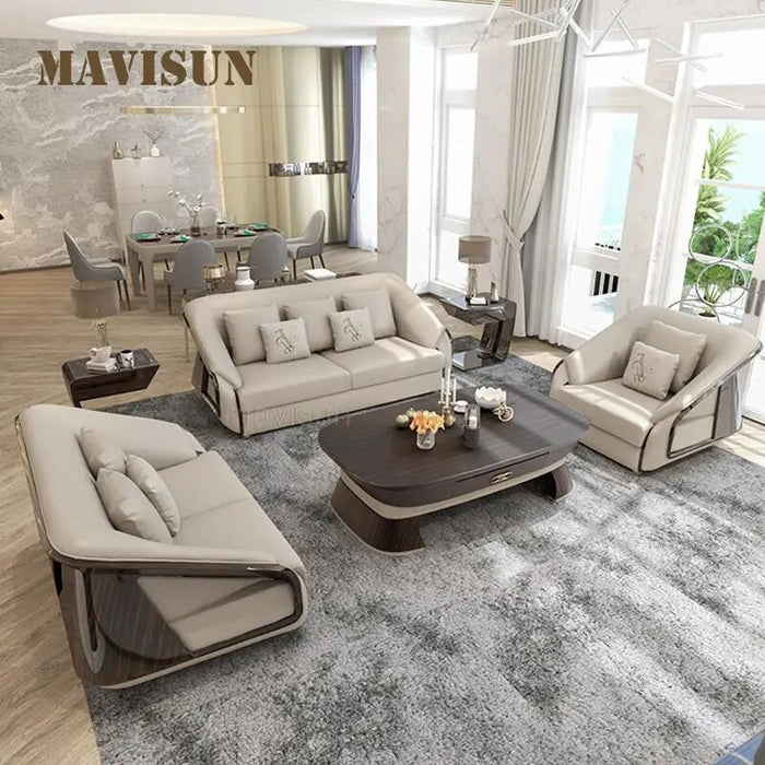 Minimalist Large Villa Sofa Set Leather Sofa Single Love Seat 3 Seat Lounge Couch Italian Living Room Upholstered Armchair
