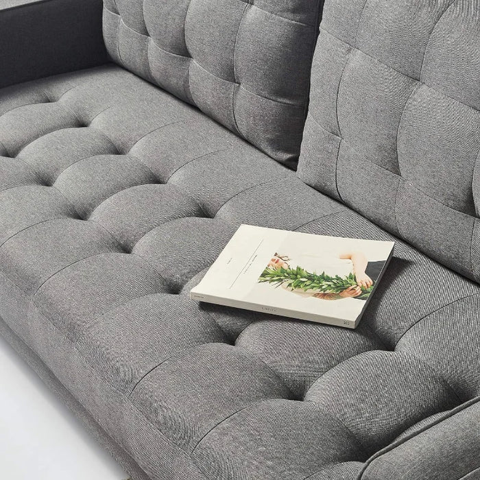 Living Room Furniture›Sofas & Couches ZINUS Benton Sofa Couch / Grid Tufted Cushions / Easy, Tool-Free Assembly, Dark Grey