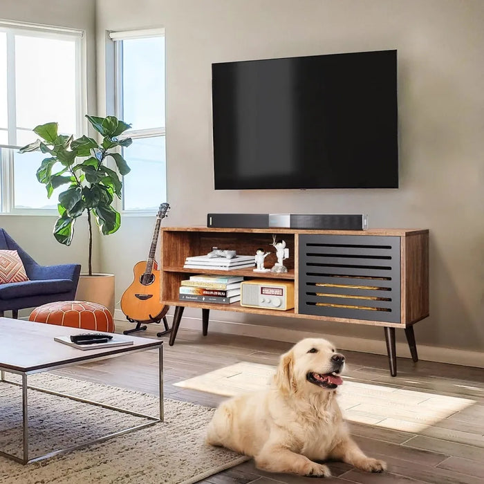 TV Console Table & Entertainment Center Mid Century Modern TV Stand With Adjustable Shelf for Living Room Furniture Ps5 Cabinet