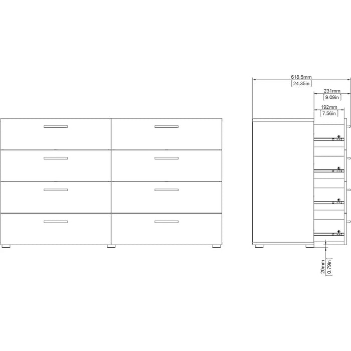Dresser 15.85" D x 55.12" W x 32.17" H 8 Drawer Durable Wood Dresser