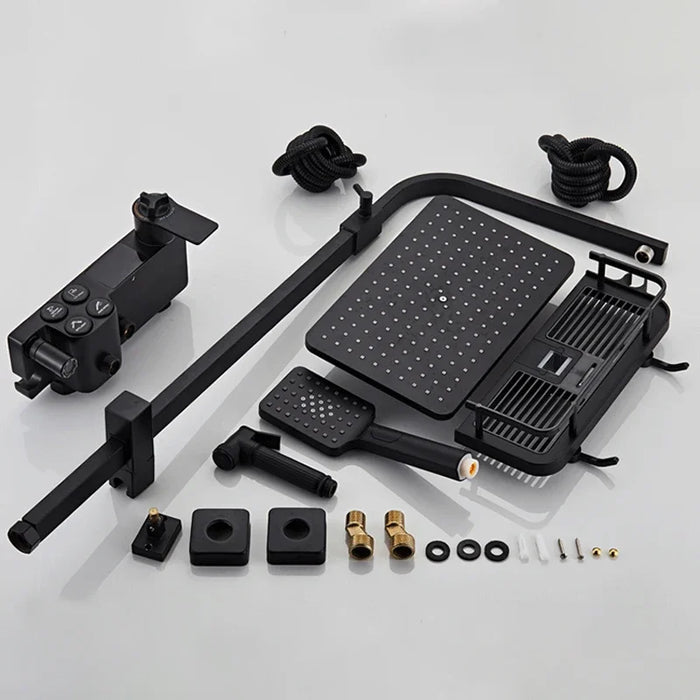 Hot Cold Shower Set Bathroom Smart Digital Thermostatic  System Bathtub SPA Rainfall Bath Tap Wall Mount Full Kit Faucets