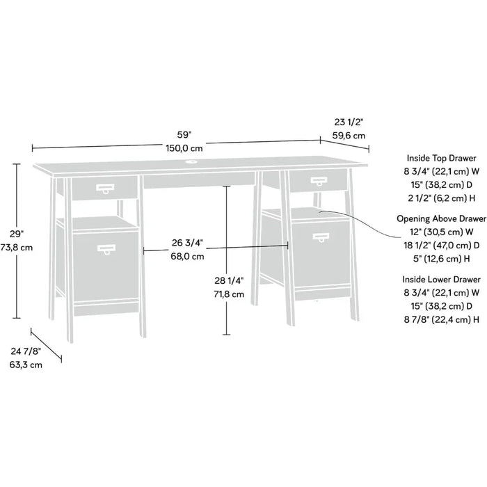 Trestle Executive Trestle Desk Chalked Chestnut Finish Freight Free Table Study Writing Office Furniture