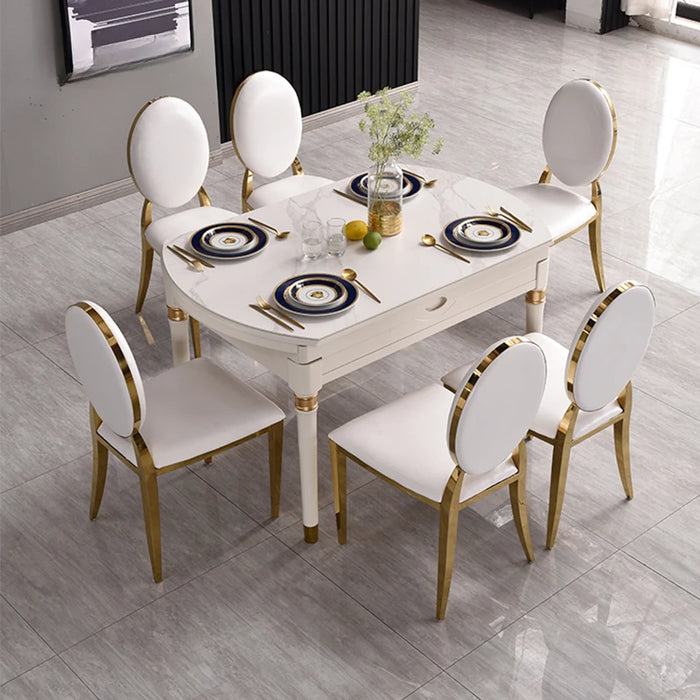 Restaurant White Dining Table European Unique Kitchen Hotel Folding Solid Wood Round Table Muebles Hogar Living Room Furniture