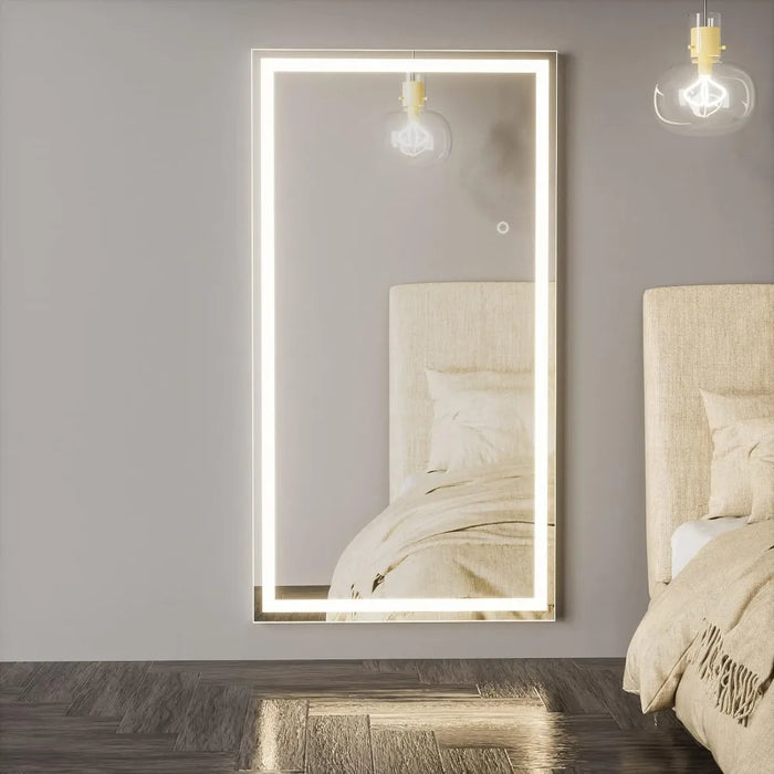 Vanity Mirror Lighted Full Body Length Light Up Touch Mirror Bathroom Mirrors Full-body Floor Wall Large Decorative Shower Home