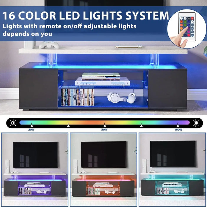 TV Stand for 70 Inch TV LED Gaming Entertainment Center Media Storage Console Table with Large Sliding Drawer & Side Cabinet