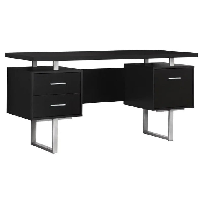 Computer Desk, Home Office, Laptop, Left, Right Set-up, Storage Drawers, 60"L, Work, Metal, Laminate, White, Grey, Contemporary,
