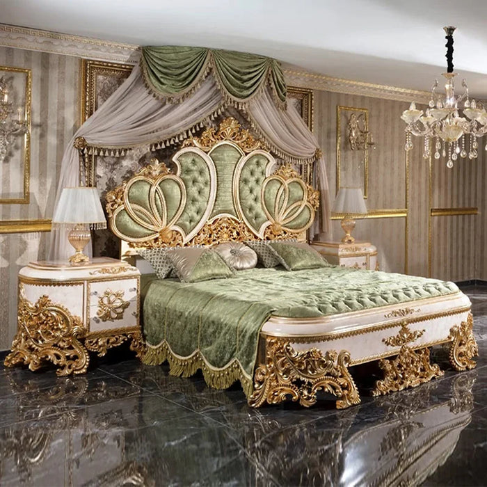 Green Heavy Bed Frames Queen Luxury Platform White Lounge Modern King Size Bed Double Wood Camas De Casal Bedroom Furniture