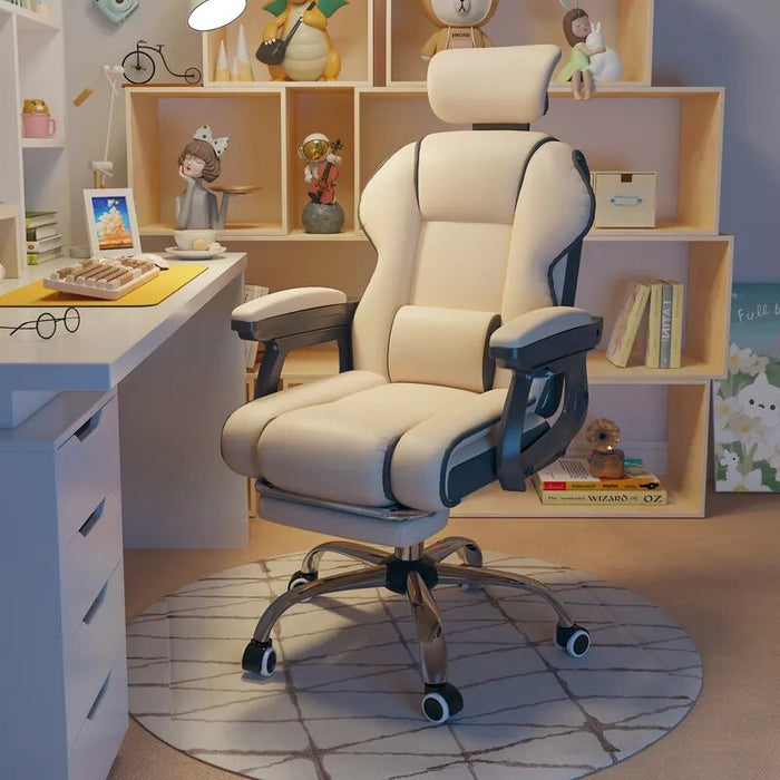 Nordic Leisure Desk Chair White Luxury Swivel Leather Office Chair Reading Designer Modern Silla Plegable Balcony Furniture
