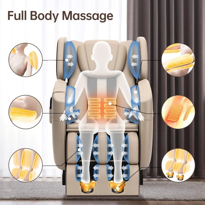 2024 Massage Chair, Full Body Zero Gravity Massage Chair with Foot Rollers, 8 Fixed Massage Roller, Heater, Bluetooth Speaker, K