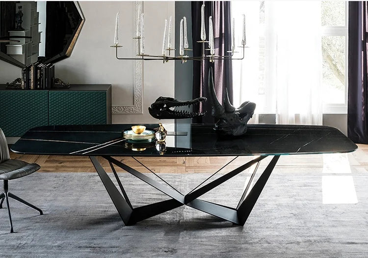 New Luxury Italian Leather Dinner Dining Table And Chairs 6 Luxury Dinning Chairs Modern Marble Dining Room Furniture Table Set