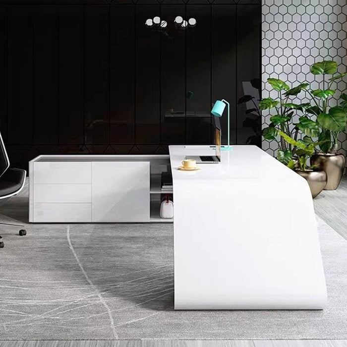L Shape Meeting Office Desks Drawers Console Desktop Workstation Executive Storage Scrivania Con Cassetti Luxury Furniture