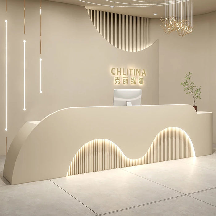 Modern White Reception Desk Beauty Counter Front Salon Cash Standing Reception Desk Office Mostrador Recepcion Shop Furniture