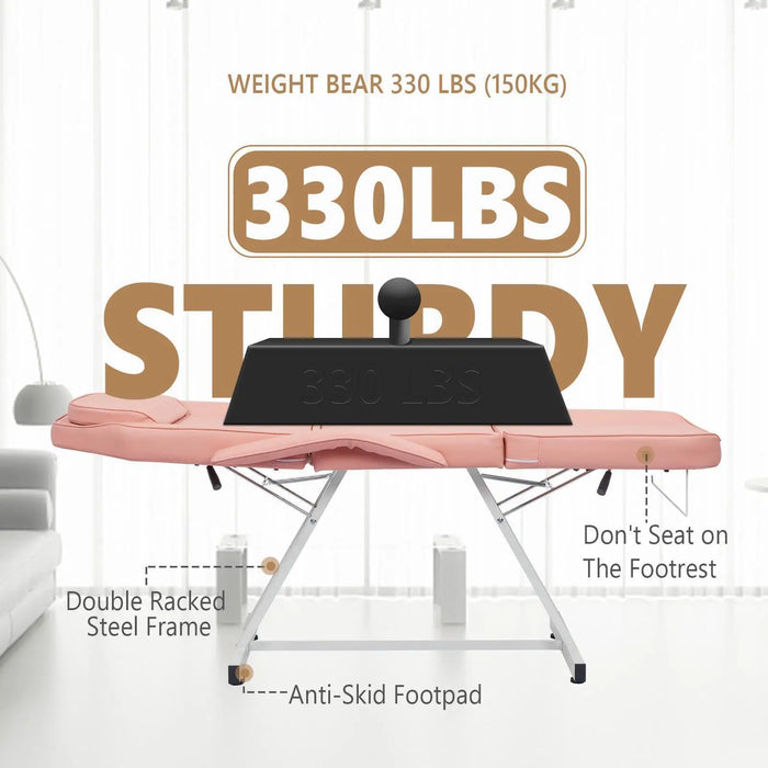 Adjustable Massage Table Tattoo Lash Pedicure Facial Massage Bed Salon w Stool