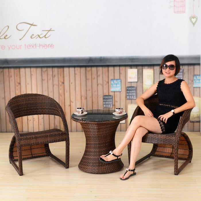 Outdoor Tables And Chairs Patio Garden Furniture Set Household Rattan Chair Three-Piece Leisure Outdoor Garden And Terrace Set