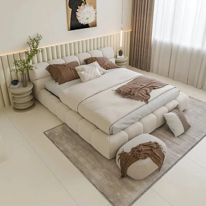 Modern Floor Bed Single Wooden Multifunctional Frame Structure Platform With Nightstands Upholstered Yatak Living Room Furniture