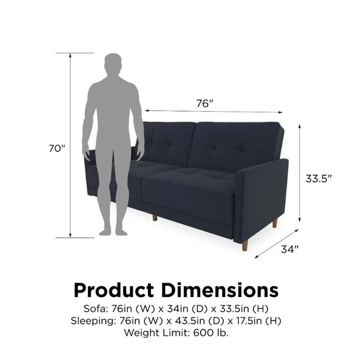 Living Room Sofa, Sofa Bed, Coil Futon, Black Faux Leather