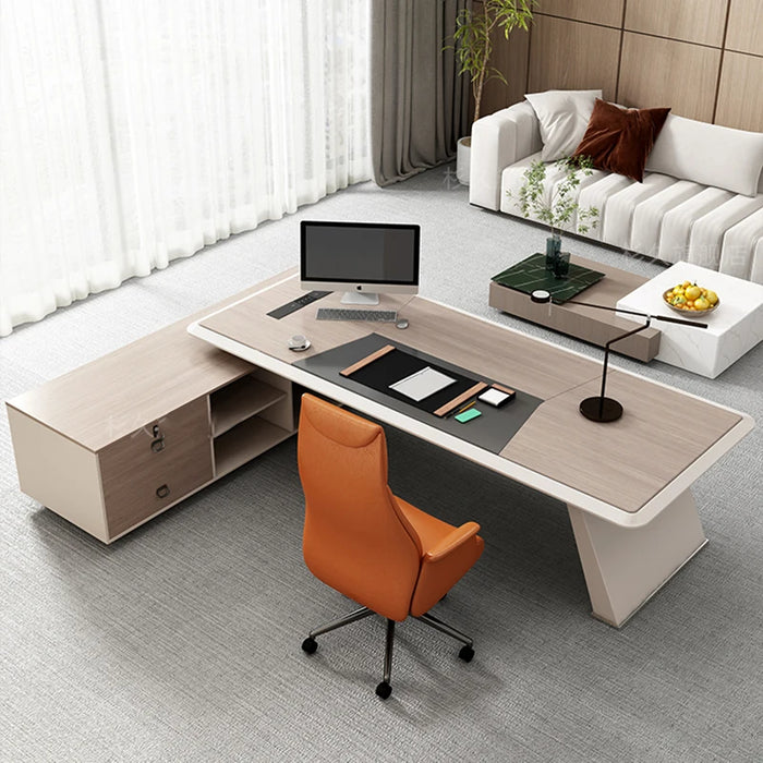 Minimalist Modern President Computer Single Person Luxury Office Square Corner Height desk Office Furniture Study Business