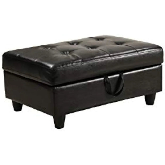L Shaped Sofa Sectional 3 Piece Living Room Set,imitation leather sofa,With left recliner,Storage footstool and pillows