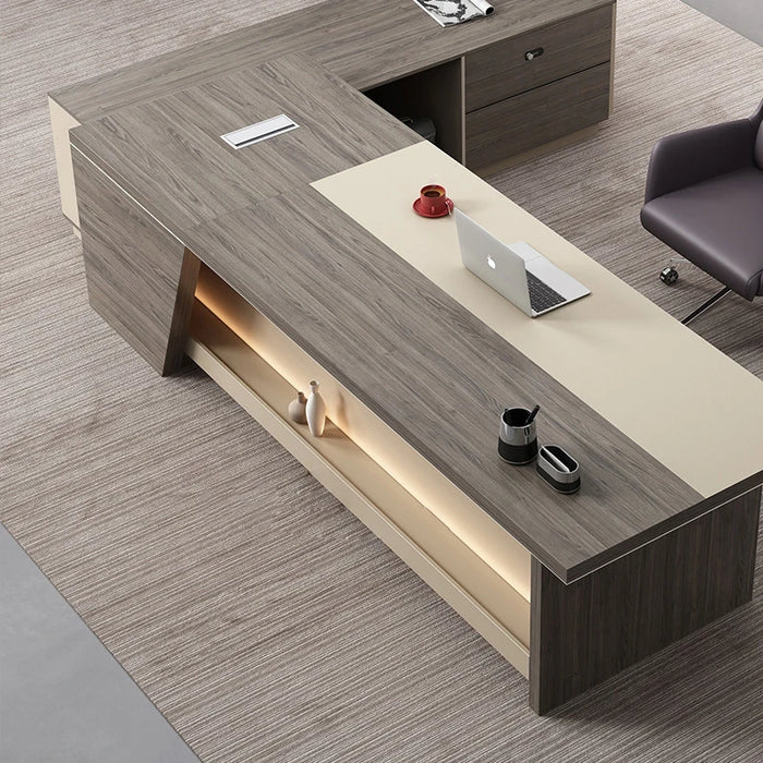 Wooden Office Modern Computer Drawers Writing Storage Executive Console L Shaped Desktops Mesa De Escritorio Desk Supplies