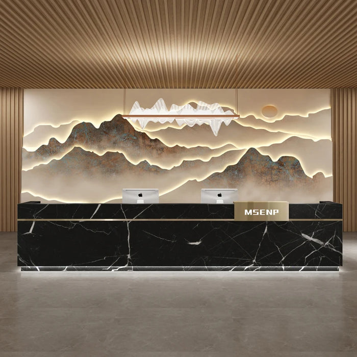 Modern Minimalist Reception Desk Company Cashier Hotel Consultation Stainless Steel Bar Coffee Shop Bureau Meuble Furnitures