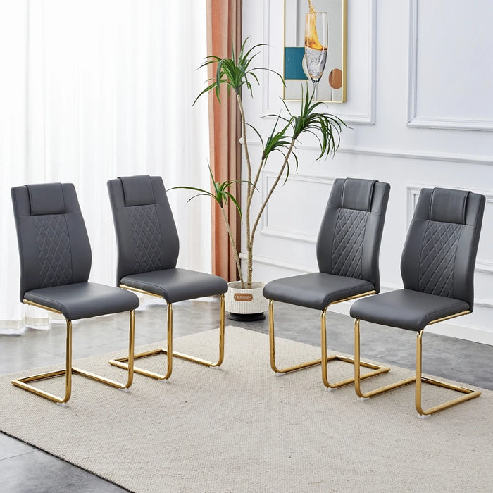 Faux Leather Cushioned Seats, Living Room Chairs with Metal Legs, Suitable for Dining Room Side Chairs, Set of 6, Free Shipping