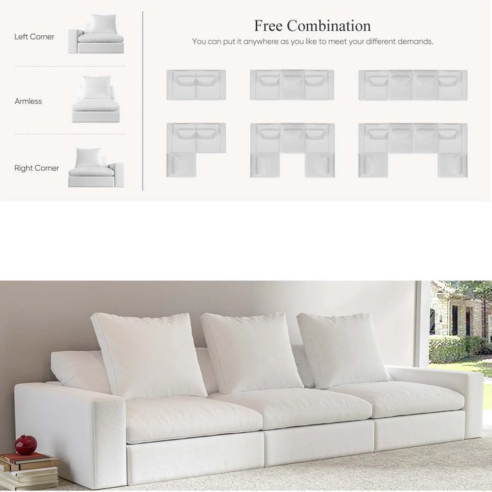 Blue Cloud Couch Living Room Sofa Lounge Chairs Full Luxury Living Room Sofas Floor Garden Cotton and Linen Sofa Set Furniture