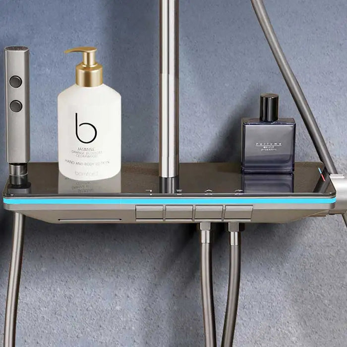 2024 Atmosphere Lamp Bathroom Shower System Full Set Wall Mounted Bathtub Digital Display Shower Set with Bidet Faucet suit