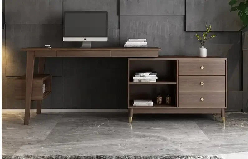 Corner desk bookshelf combination Nordic family simple desktop computer desk bookcase integrated student writing desk