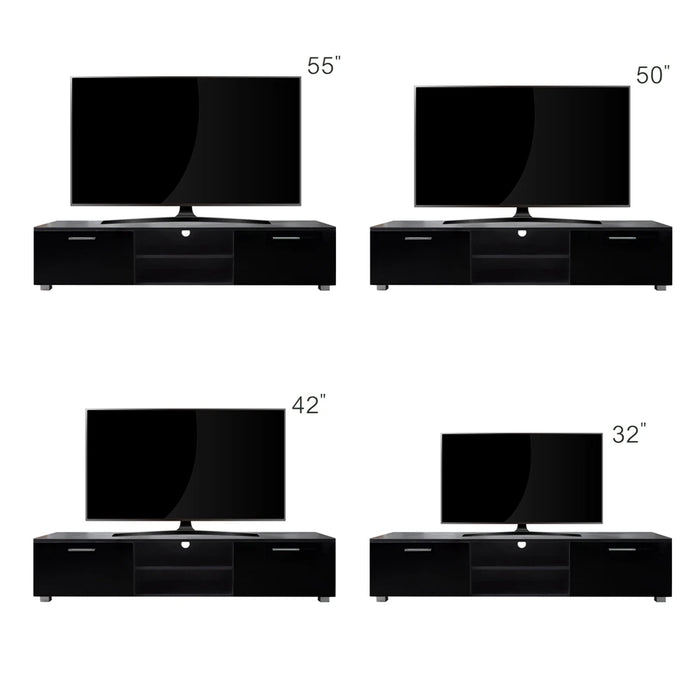 Black TV Stand for 70 Inch TV Stands, Entertainment Center TV Table, 2 Storage Cabinet with Open Shelves for Living Room Bedroom