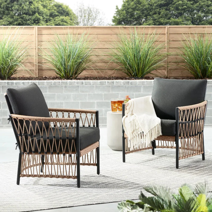 Better Homes & Gardens Lilah 2-Pack Outdoor Wicker Lounge Chair, White or Black