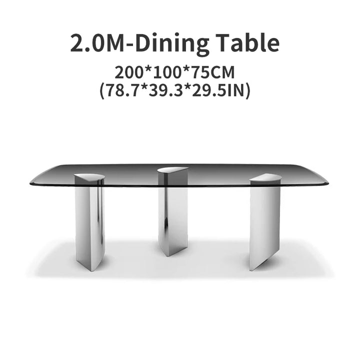 Mobile Minimalist Dining Table 12mm Thicken Ash Glass Tabletop Stainless Steel Legs Console Juegos De Comedor Home Furniture