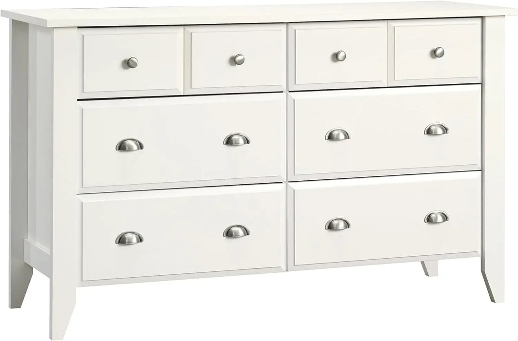 Shoal Creek Dresser, L: 54.65" x W: 18.43" x H: 33.03", Soft White finish /Jamocha Wood Finish