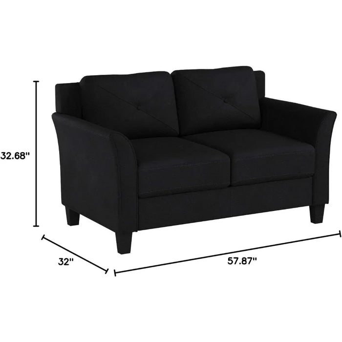 Living Room Sofa Seat, Plush Cushion, for Living Room 57.87"x32"x32.68", Black
