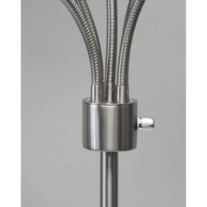 5 Light Floor Lamp, Brushed Steel, White Frosted Plastic Shade Bedroom Reading Deco Dining Room Light