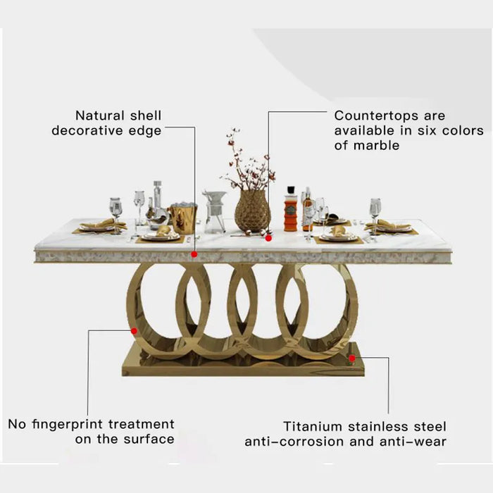 Modern Marble Dining Table And Chairs Combination Legs Metal Stainless Steel Top Crown Apartment Golden Mesas Carved Furniture